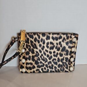 Steve Madden Leopard Print Clutch with Pearl Accents